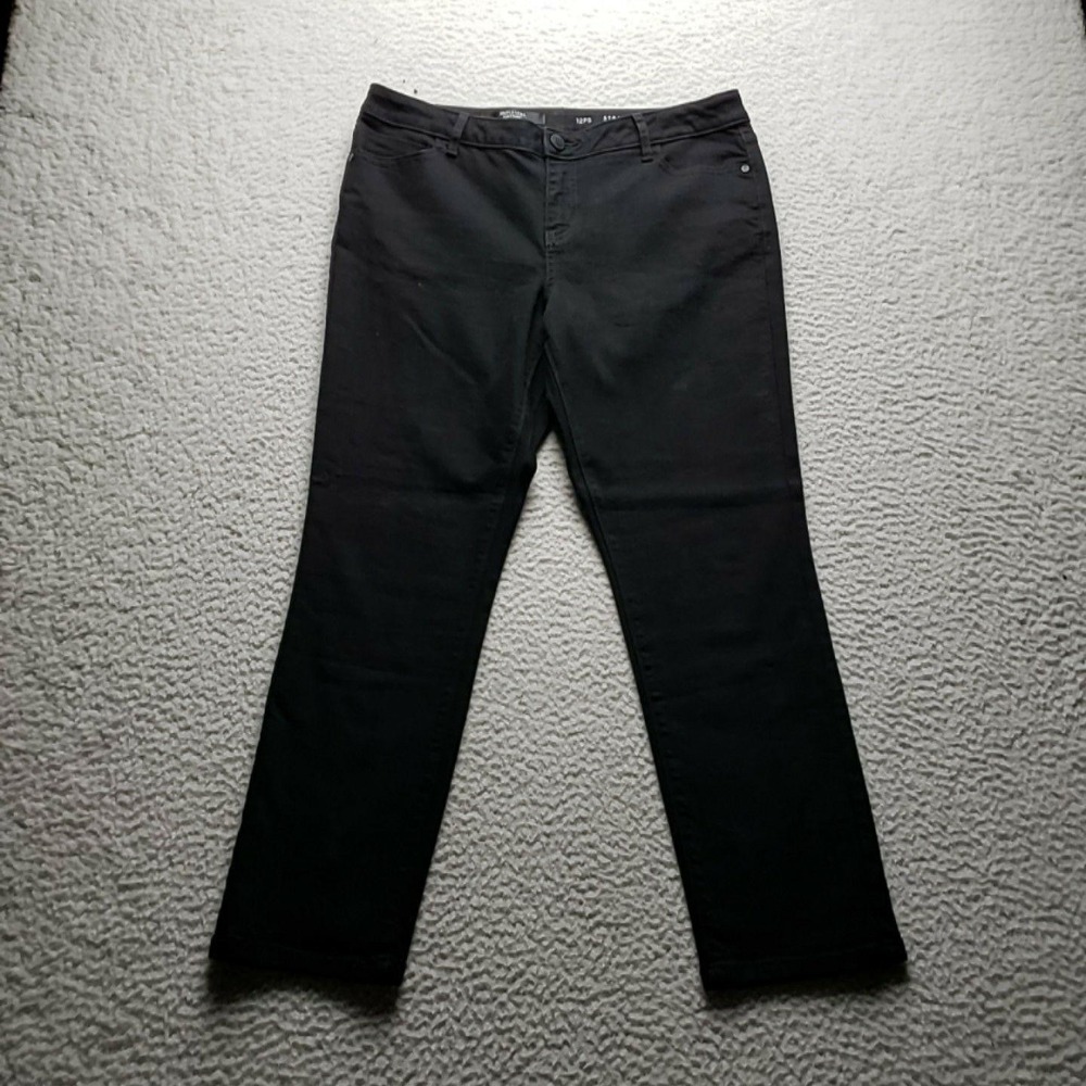 Simply Vera Vera Wang Jeans Womens 12P Black Dark Wash Straight Mid Rise Stretch